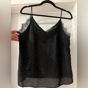 Elegant Black Lace Trim Cami Top